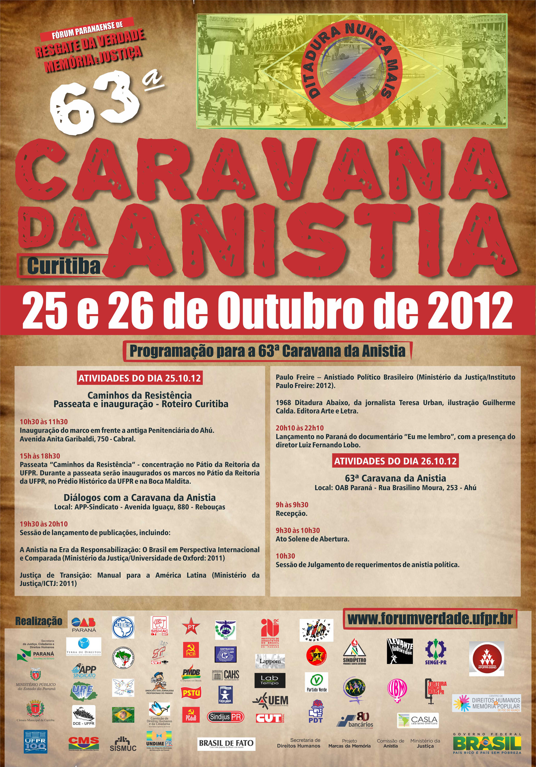 Caravana da ANISTIA - 25 e 26 de outubro!